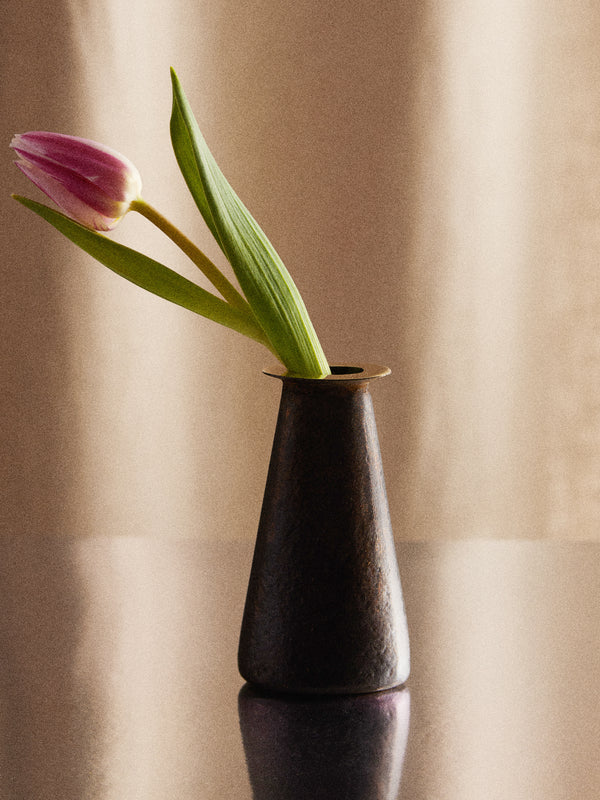 Carl Auböck - Collar Brass Bud Vase (5in/12.5cm) - Black - ABASK