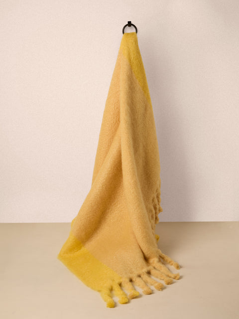 The Wren - Brume Handwoven Mohair and Wool Throw (76.5in/1.95m) - Yellow - ABASK
