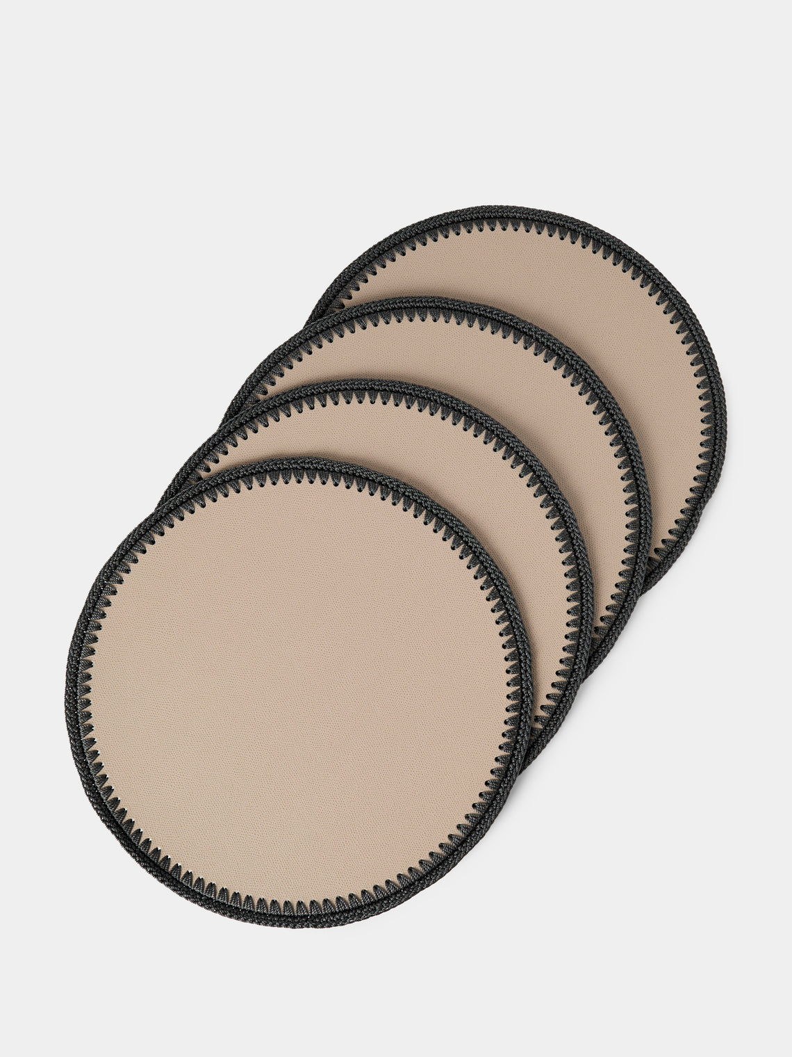 Pigment France - Rochelle Leather and Crochet Placemats (Set of 4) - Beige - ABASK