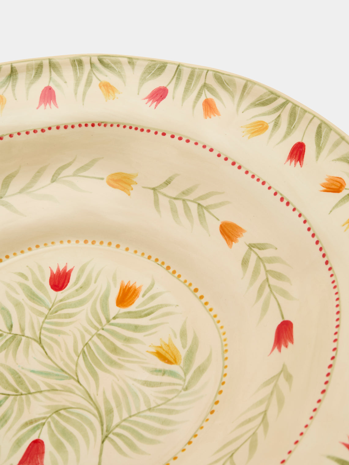 Rosanna Corfe - Tulips Hand-Painted Ceramic Fruit Bowl - Cream - ABASK