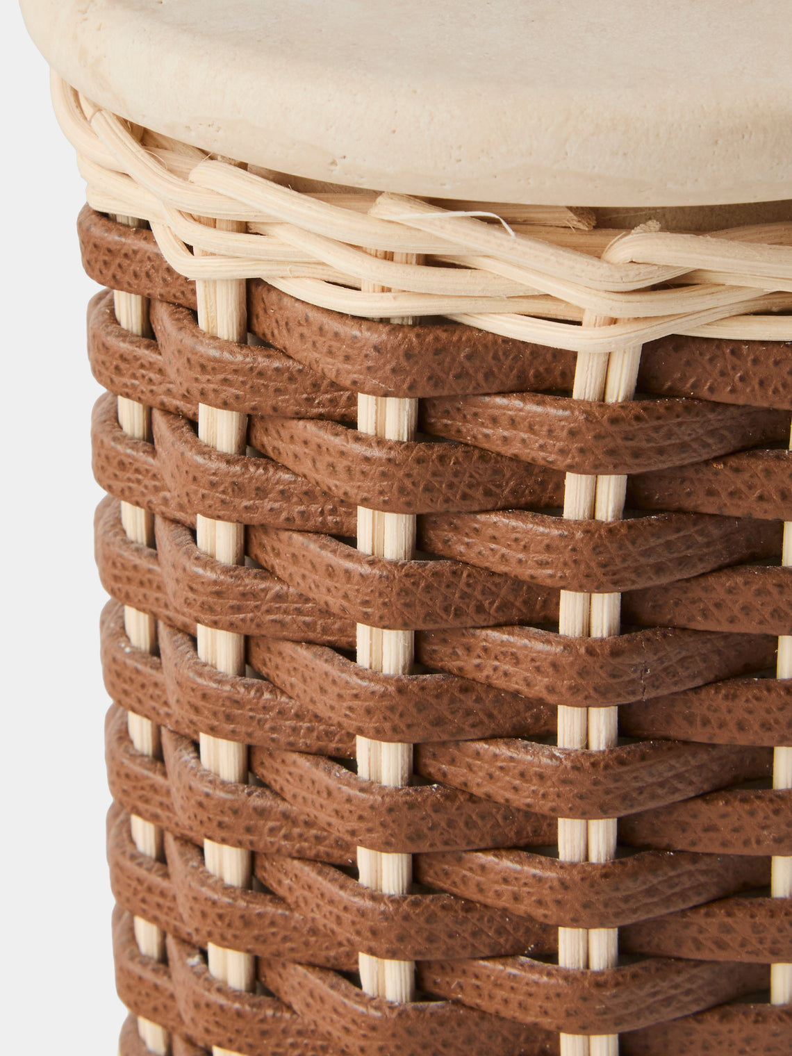 Pigment France - Courbet Leather and Rattan Soap Dispenser - Brown - ABASK