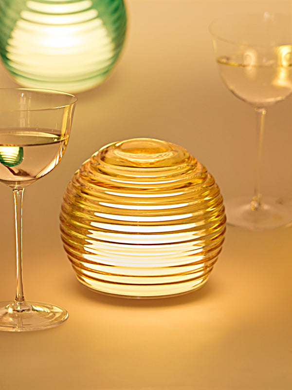 Green Wolf Lighting - Ambra Curve Hand-Blown Murano Glass Portable Table Light - Orange - ABASK