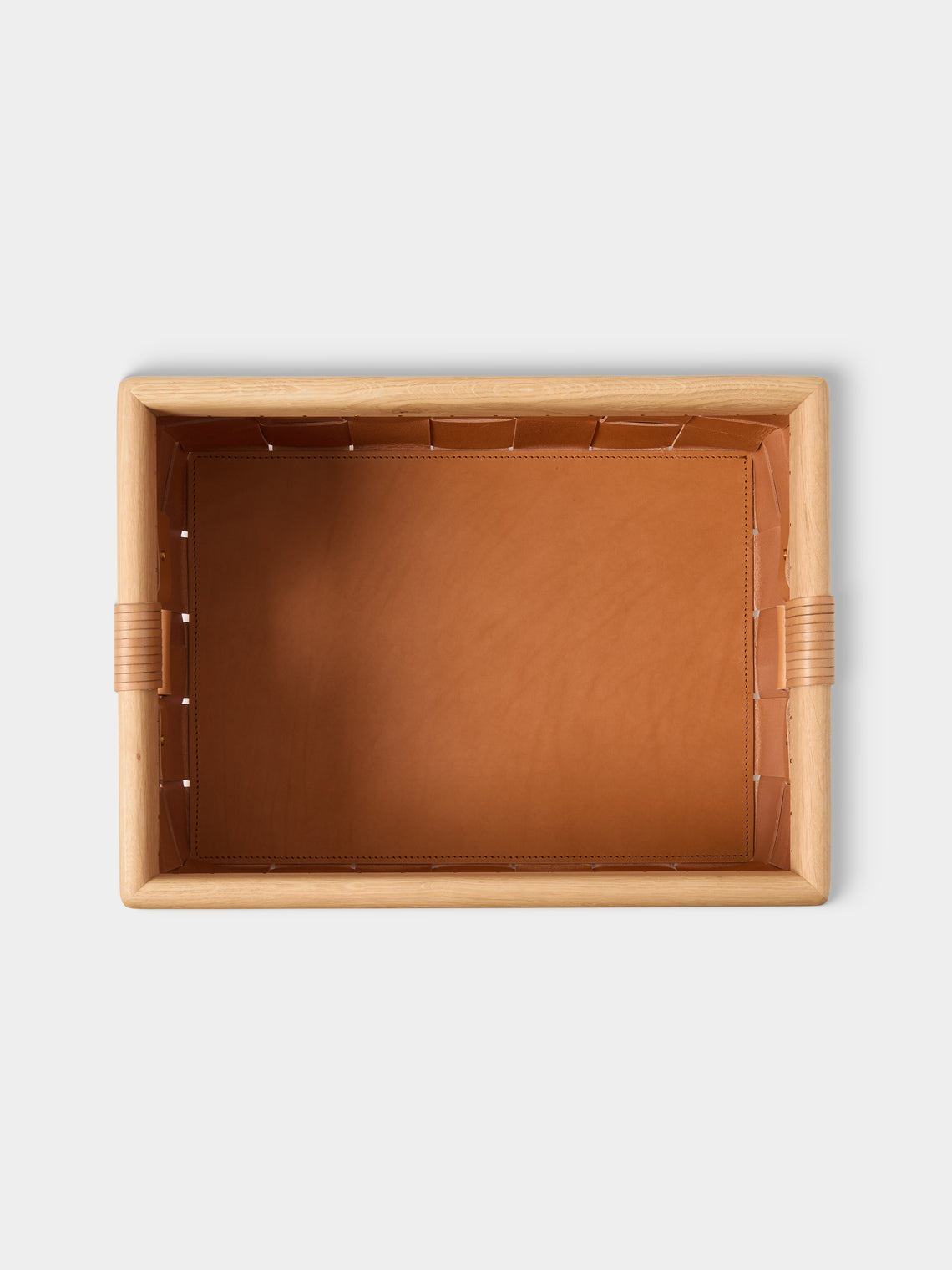Otzi Studio - Seron Woven Leather Low Basket - Tan - ABASK