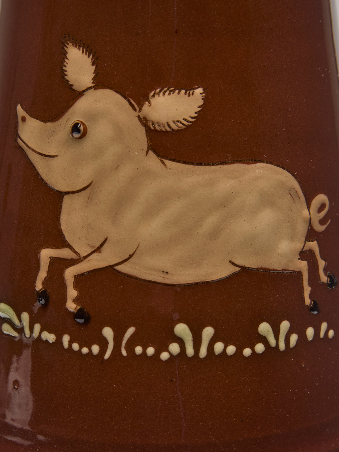 Poterie d’Évires - Pig Hand-Painted Ceramic Milk Jug - Light brown - ABASK