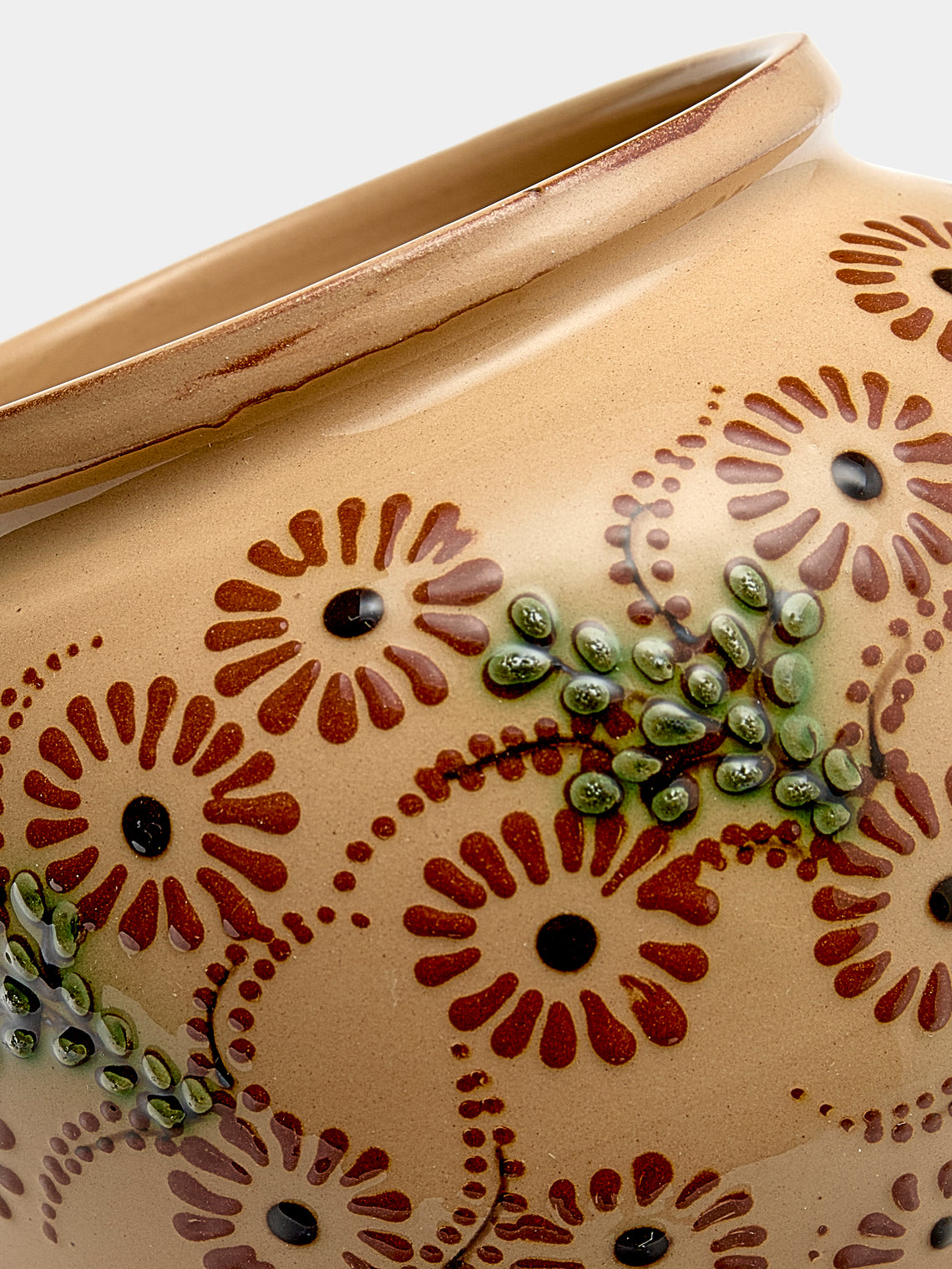 Poterie d’Évires - Flowers Hand-Painted Ceramic Vase - Cream - ABASK