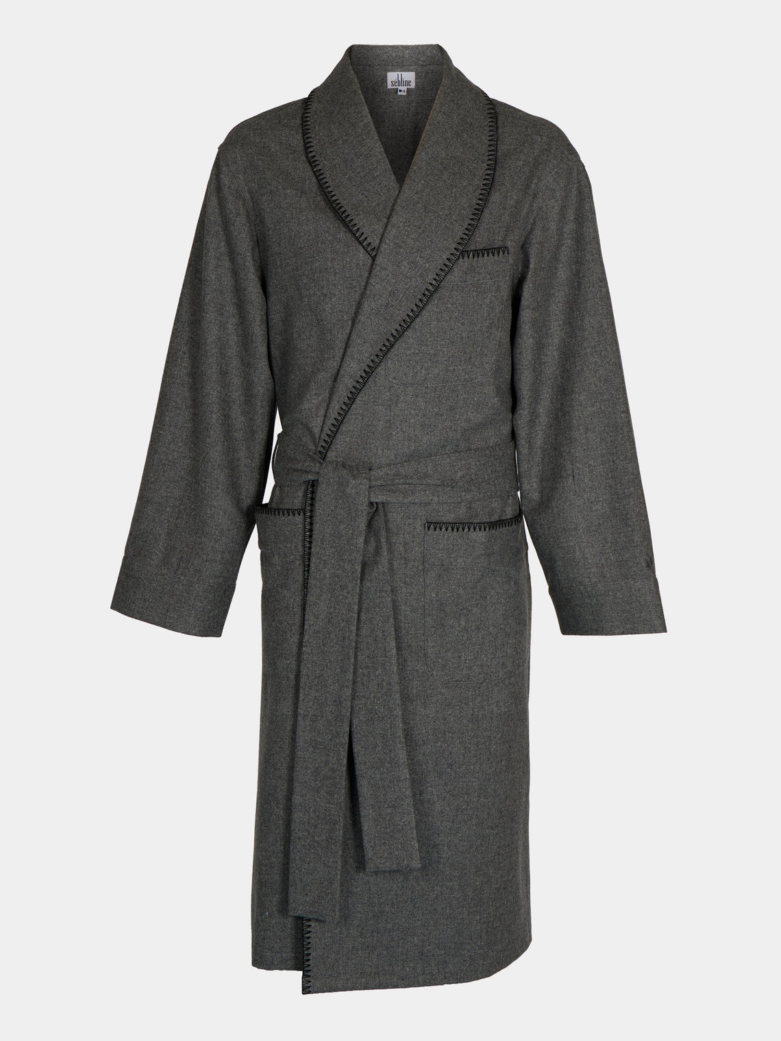 Sebline - Hand-Embroidered Wool Robe - Gray - ABASK - 