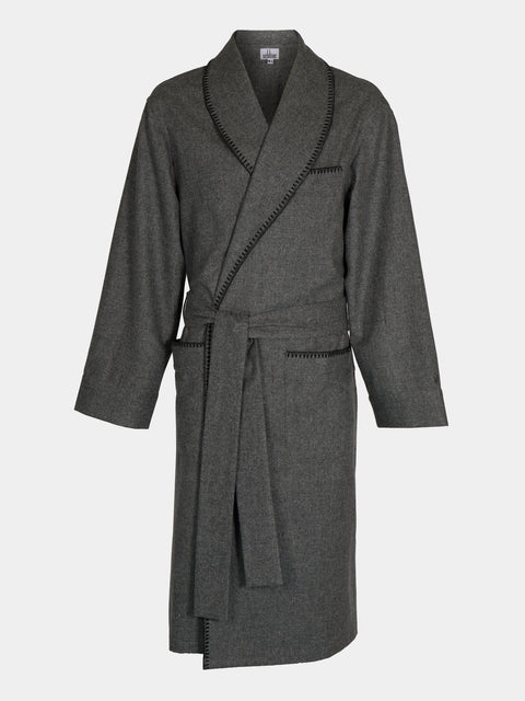 Sebline - Hand-Embroidered Wool Robe - Gray - ABASK - 