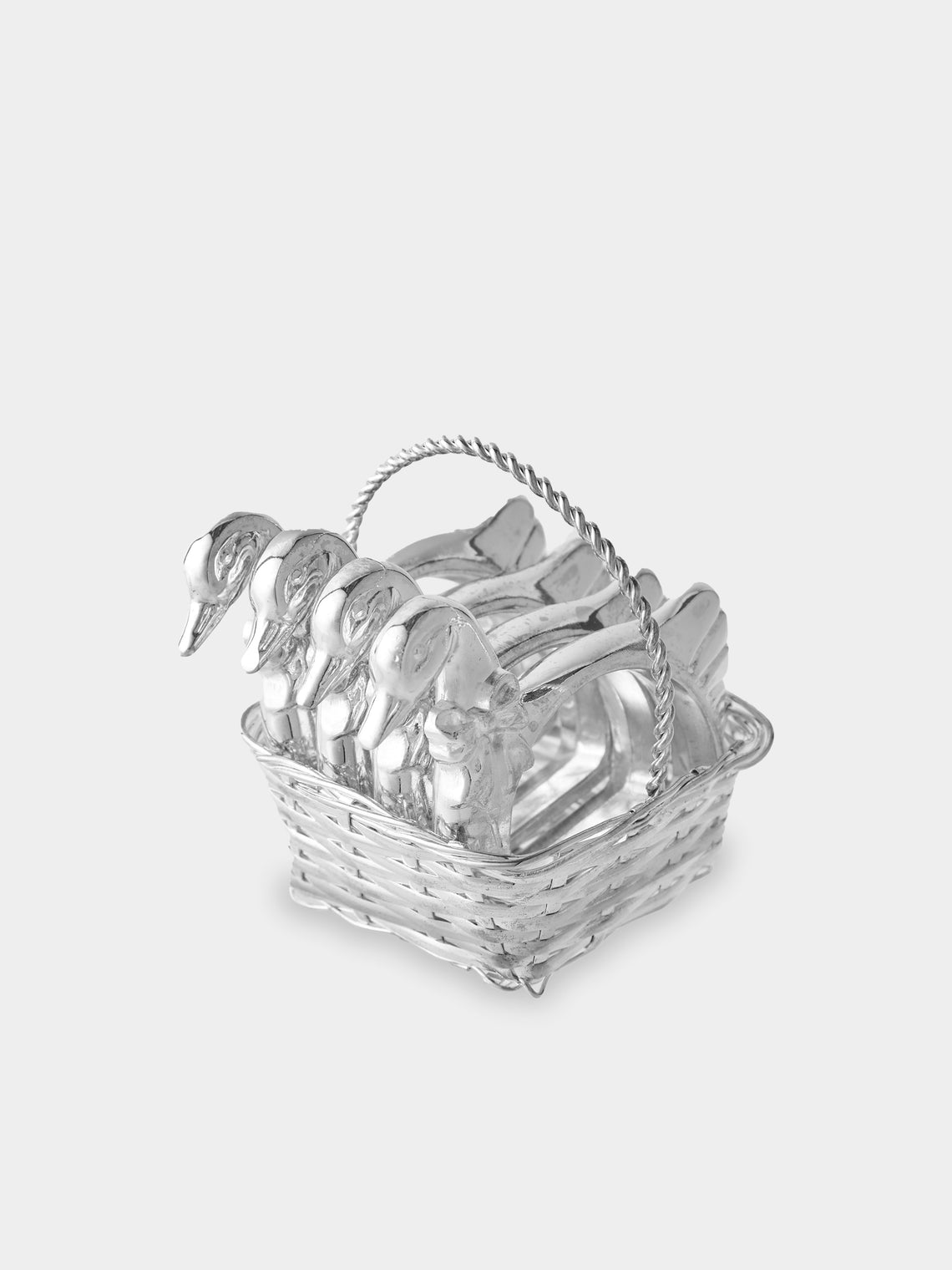 Antique and Vintage - 1980s Duck Silver-Plated Napkin Rings (Set of 4) - Silver - ABASK - 