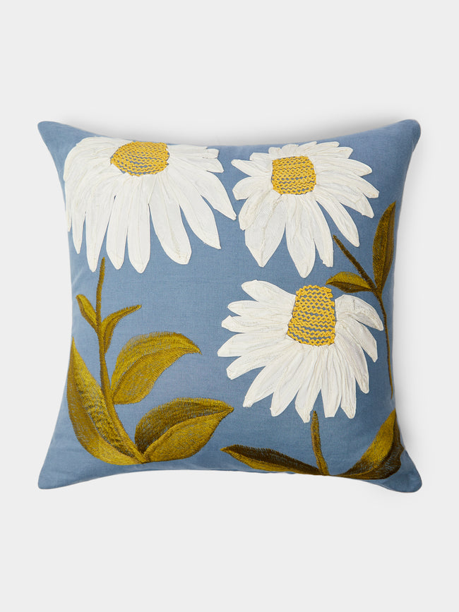 Lora Avedian - Ode to Echinacea Hand-Embroidered Linen Cushion -  - ABASK - 