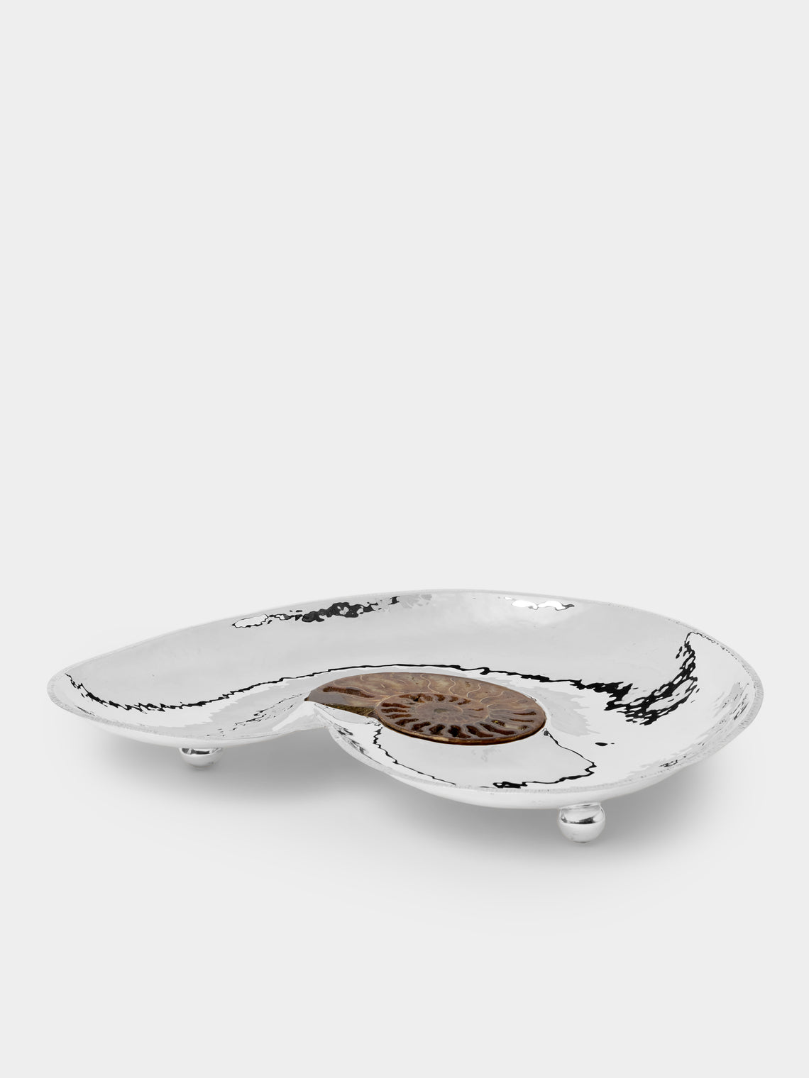 Tavares 1922 - Silver and Ammonite Fossil Tray (15.5in/39cm) - Silver - ABASK - 