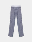 Sebline - Marocaine Hand-Embroidered Cotton Pajama Trousers | Size: M/L - Navy - ABASK - 