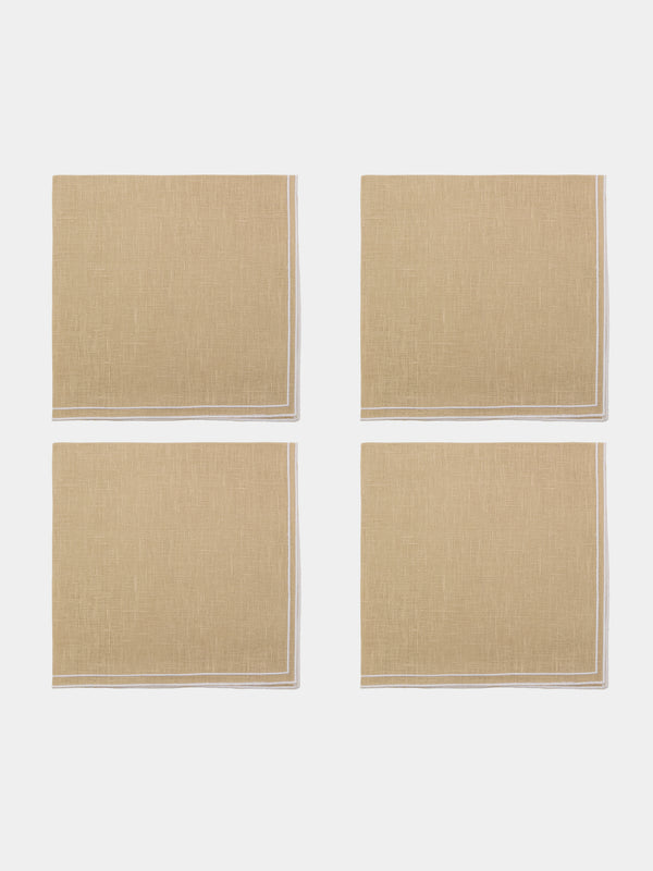 La Gallina Matta - D.Q Embroidered Linen Napkins (Set of 4) -  - ABASK - 