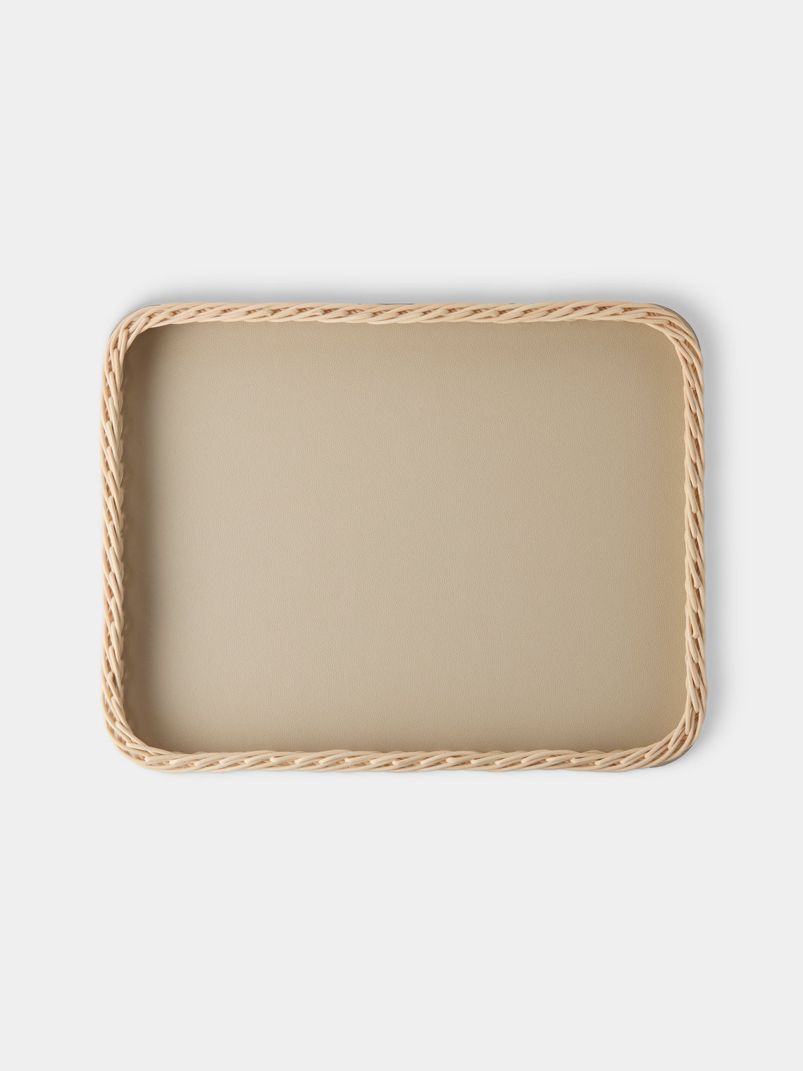 Pigment France - Reims Leather and Rattan Bed Tray (21in/54cm) - Cream - ABASK