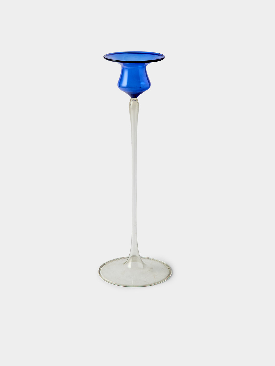 Antique and Vintage - Mid-Century Glass Candle Holders (Set of 3) - Blue - ABASK