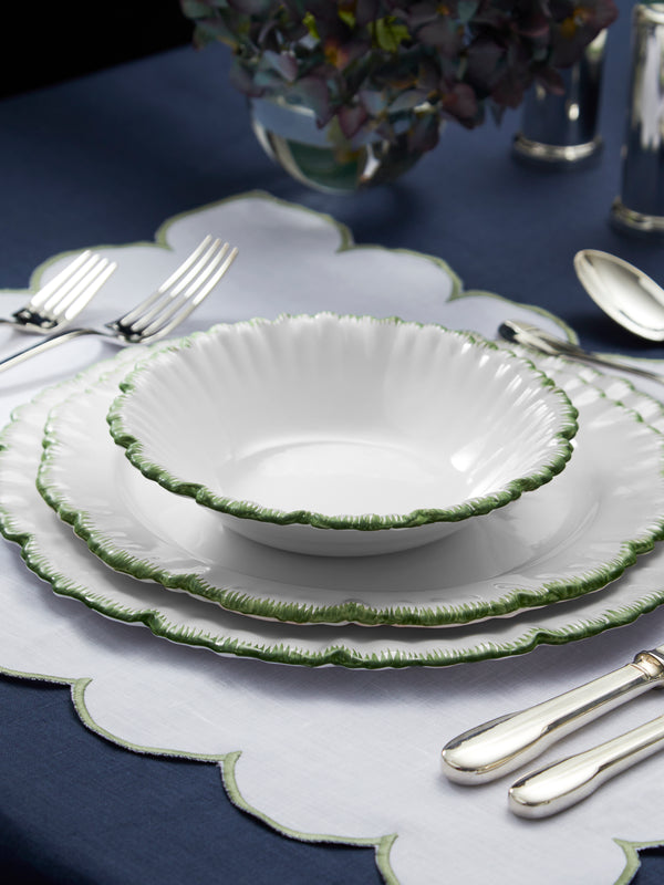 Atelier Soleil - Combed Edge Hand-Painted Ceramic Bowls (Set of 4) -  - ABASK