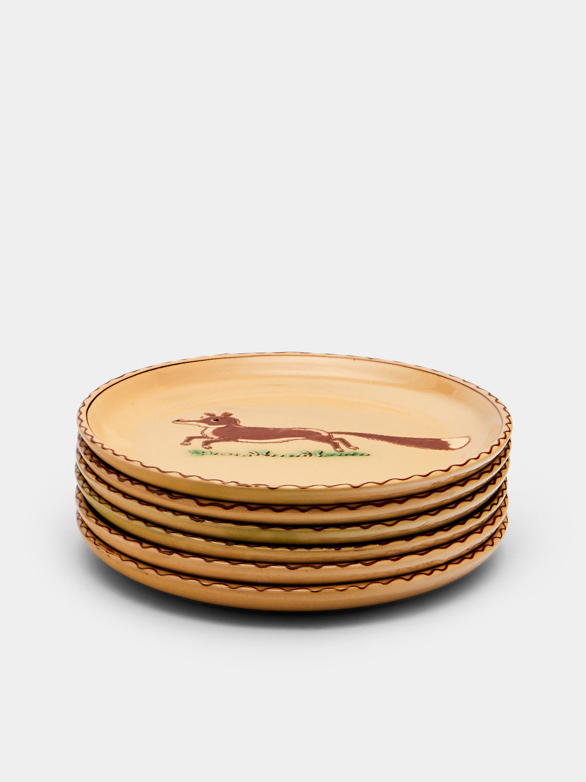 Animals Hand-Painted Ceramic Side Plates (Set of 6)