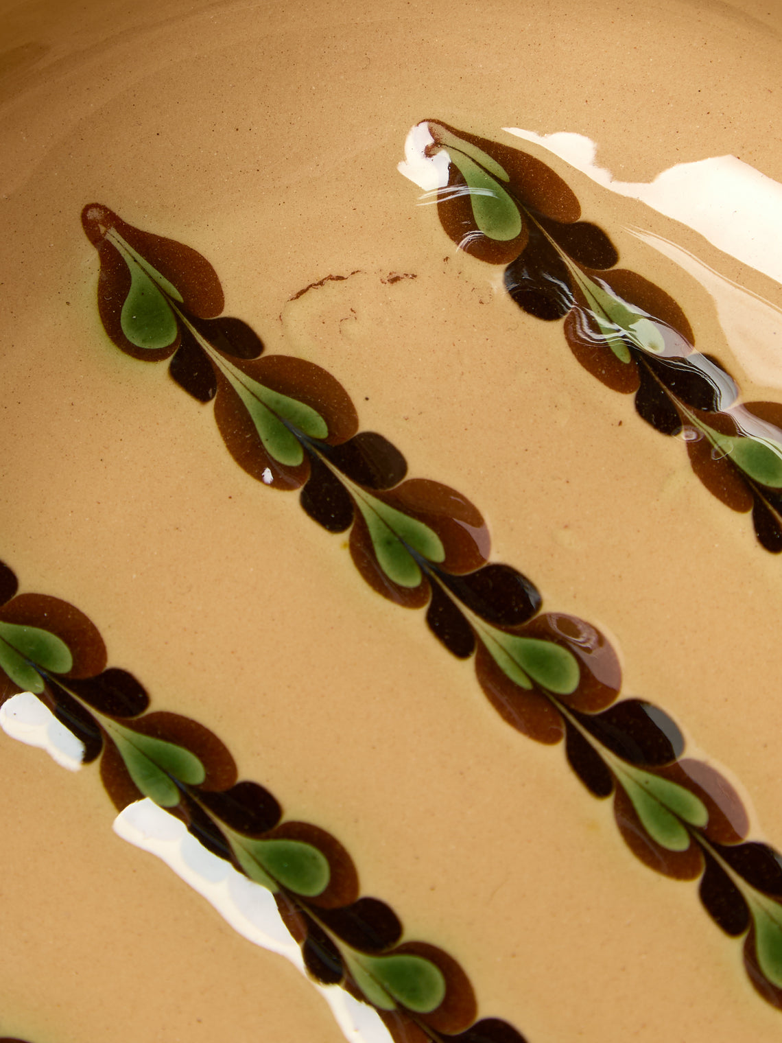 Poterie d’Évires - Flowers Hand-Painted Ceramic Oval Serving Dish - Light brown - ABASK