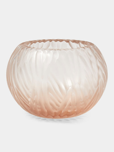 Micheluzzi Glass - Bocia Rose Trecce Hand-Blown Murano Glass Vase (6in/15cm) - Pink - ABASK - 