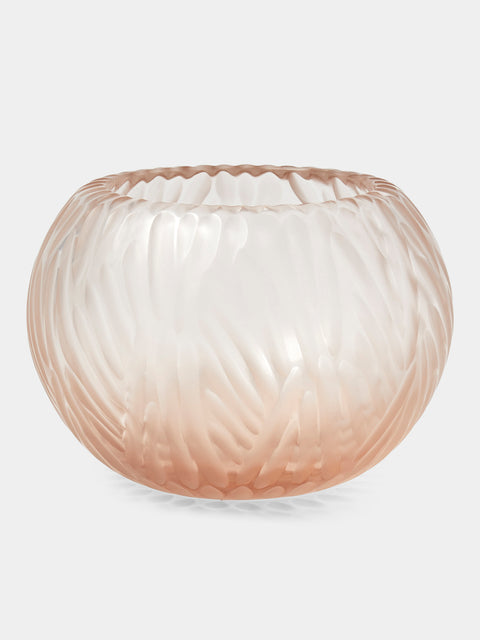Micheluzzi Glass - Bocia Rose Trecce Hand-Blown Murano Glass Vase (6in/15cm) - Pink - ABASK - 