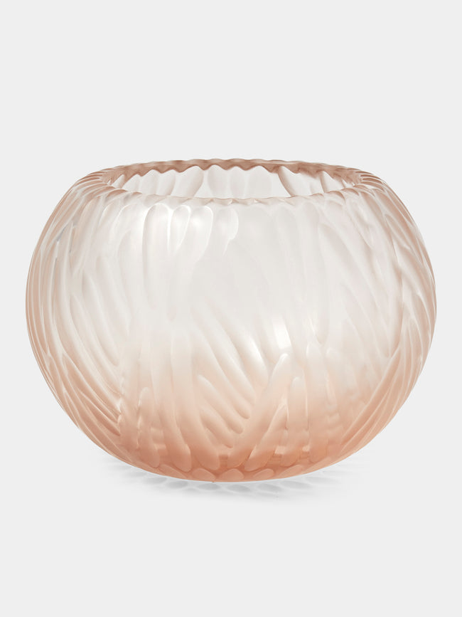 Micheluzzi Glass - Bocia Rose Trecce Hand-Blown Murano Glass Vase (6in/15cm) - Pink - ABASK - 