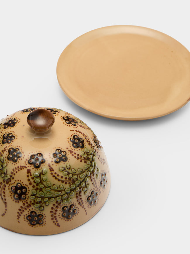 Poterie d’Évires - Flowers Hand-Painted Ceramic Small Lidded Butter Dish - Cream - ABASK