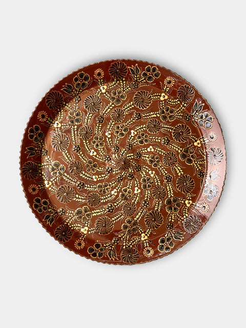 Poterie d’Évires - Flowers Hand-Painted Ceramic Extra Large Round Platter - Light brown - ABASK - 