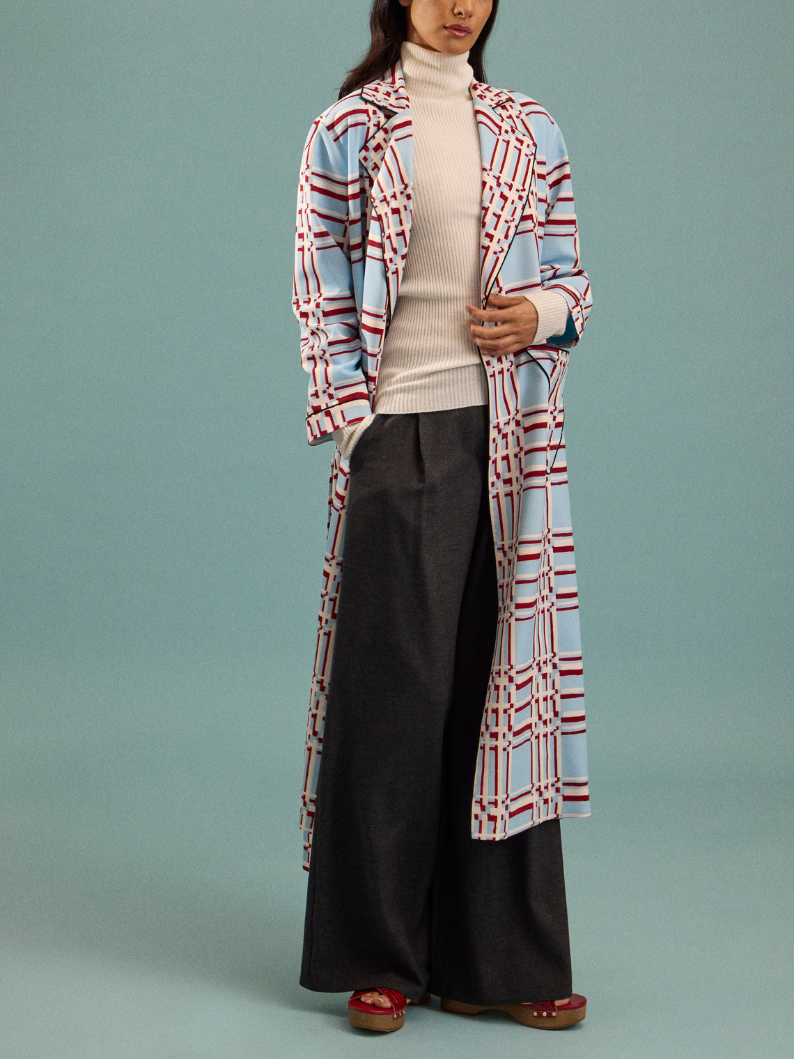 Emilia Wickstead - Georgette Painted-Grid Robe - Multiple - ABASK