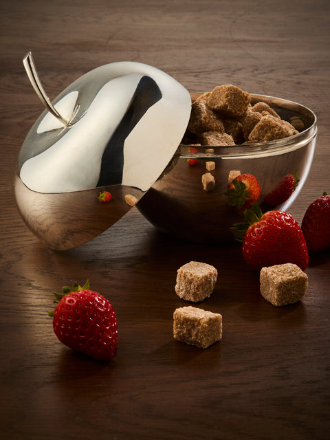 Antique and Vintage - 1960s Christofle Apple Silver-Plated and Glass Tea / Sugar Bowl - Blue - ABASK