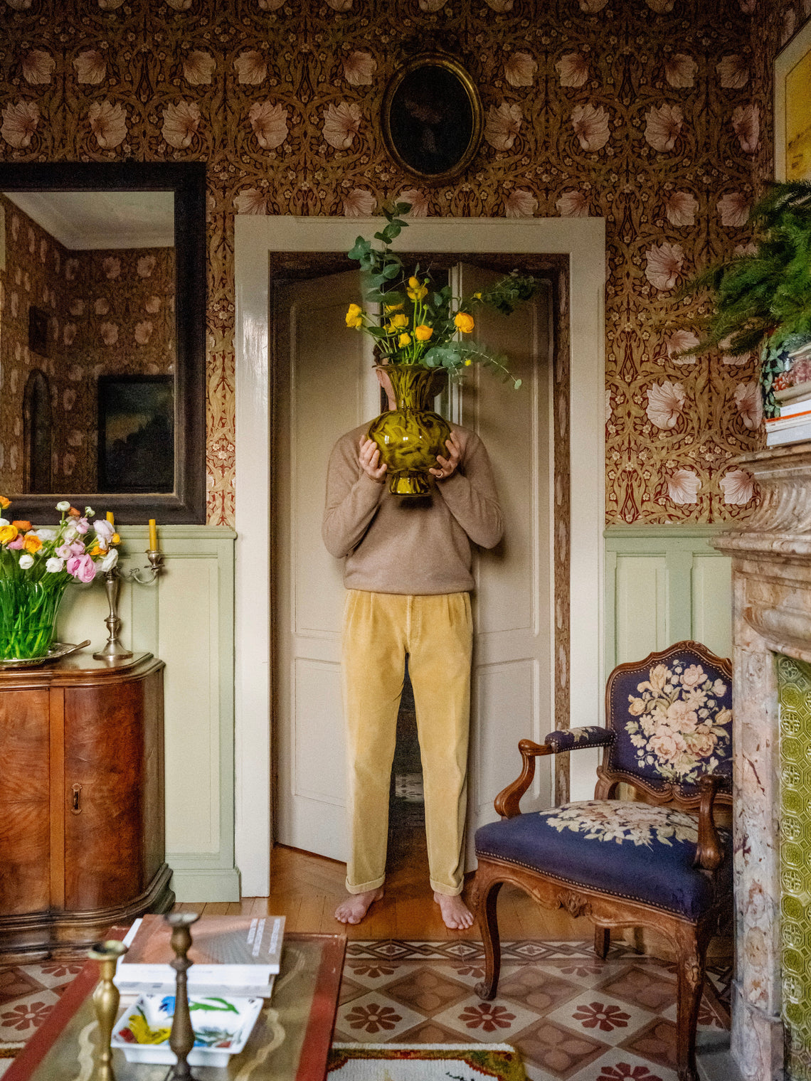 Martyn Thompson Studio - Penny Swirl Hand-Blown Glass Vase (15in/38cm) - Yellow - ABASK