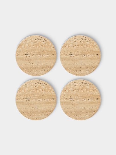 Anastasio Home - | Set of 4 | Oversized Marble Coasters - Beige - ABASK - 