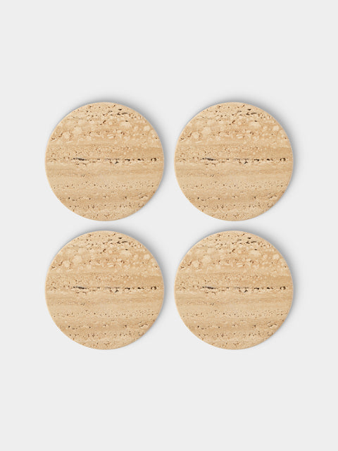 Anastasio Home - | Set of 4 | Oversized Marble Coasters - Beige - ABASK - 