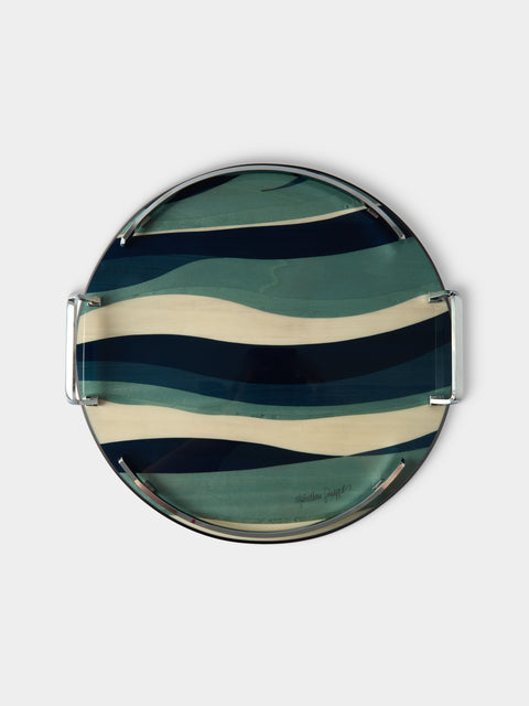 Mastellone Giuseppe - Wood Inlay Tray (12.5in/32cm) - Blue - ABASK - 