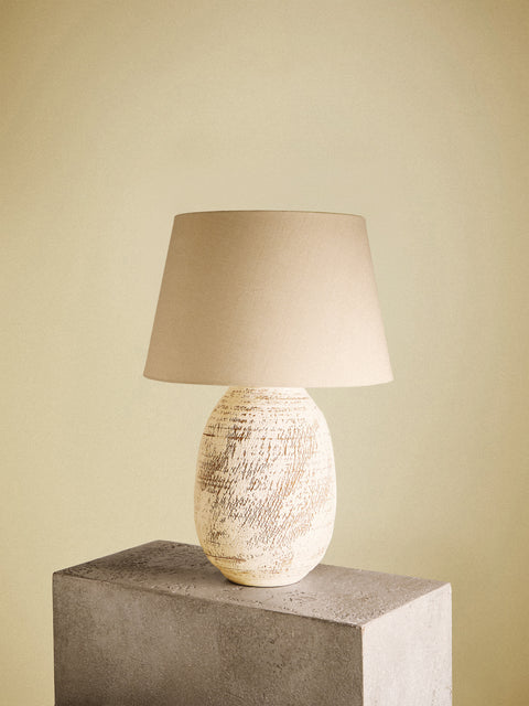 Peter Speliopoulos Projects - Hand-Glazed Stoneware Table Lamp - White - ABASK