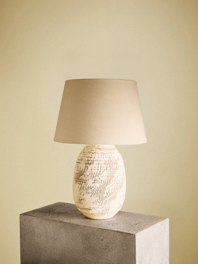 Peter Speliopoulos Projects - Hand-Glazed Stoneware Table Lamp - White - ABASK