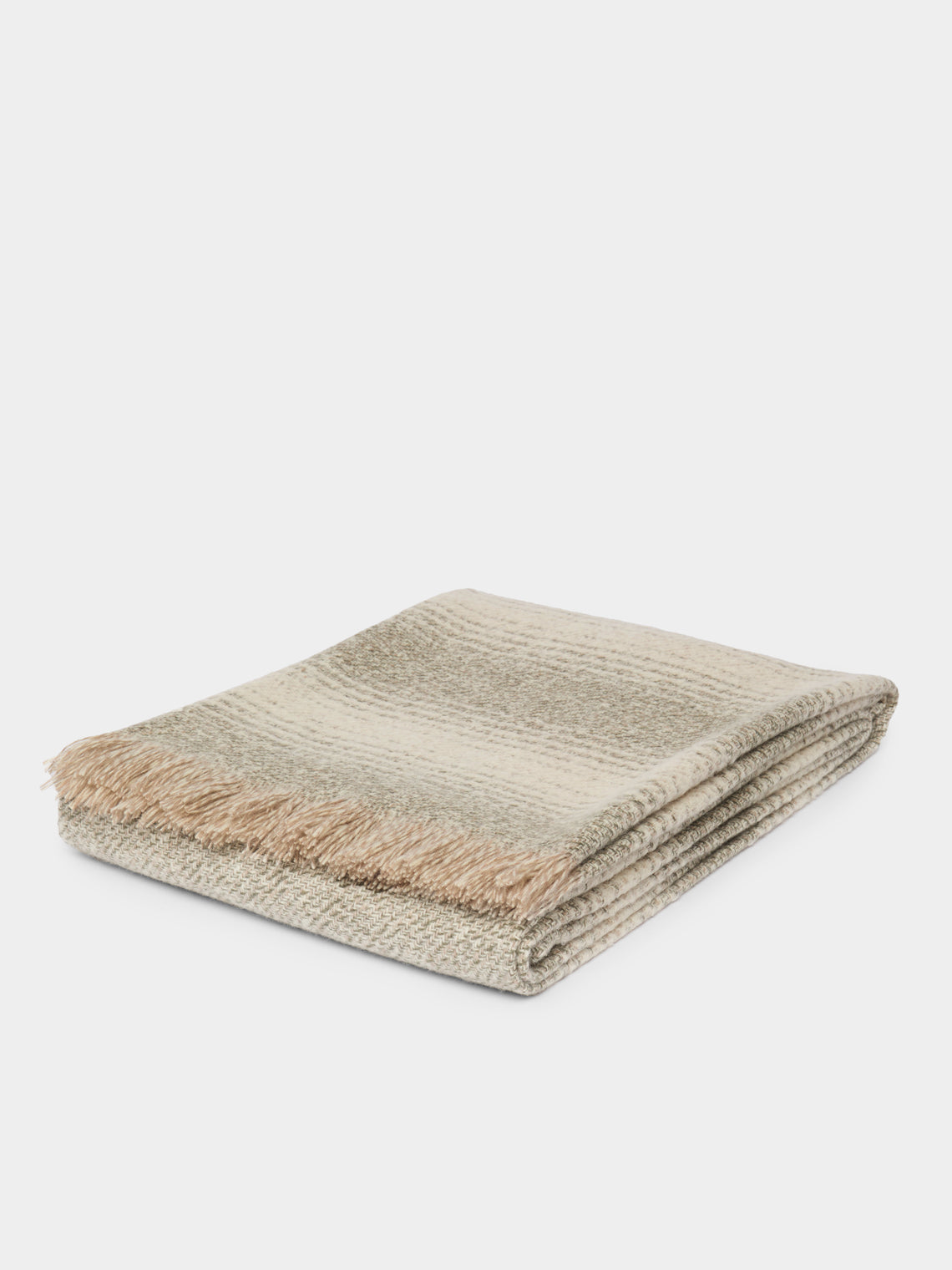 Johnstons of Elgin - Cashmere, Wool and Alpaca Ombré Blanket (79in/2m) - Cream - ABASK