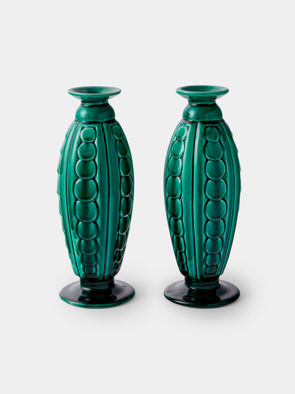 Antique and Vintage - 1930s Art Deco Ceramic Vases (Set of 2) - Green - ABASK - 