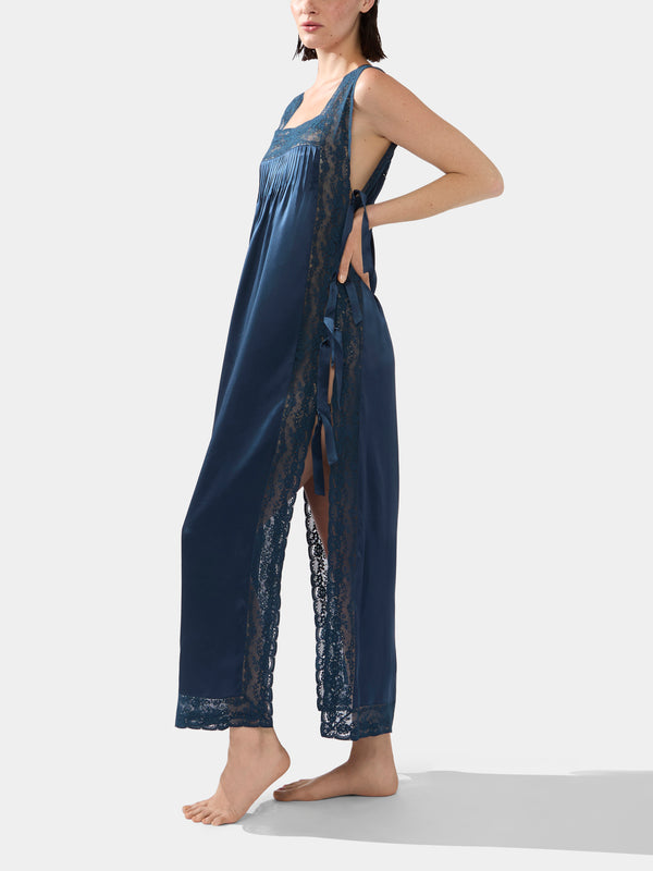 Loretta Caponi - Fiocchini Silk and Lace Long Dress -  - ABASK