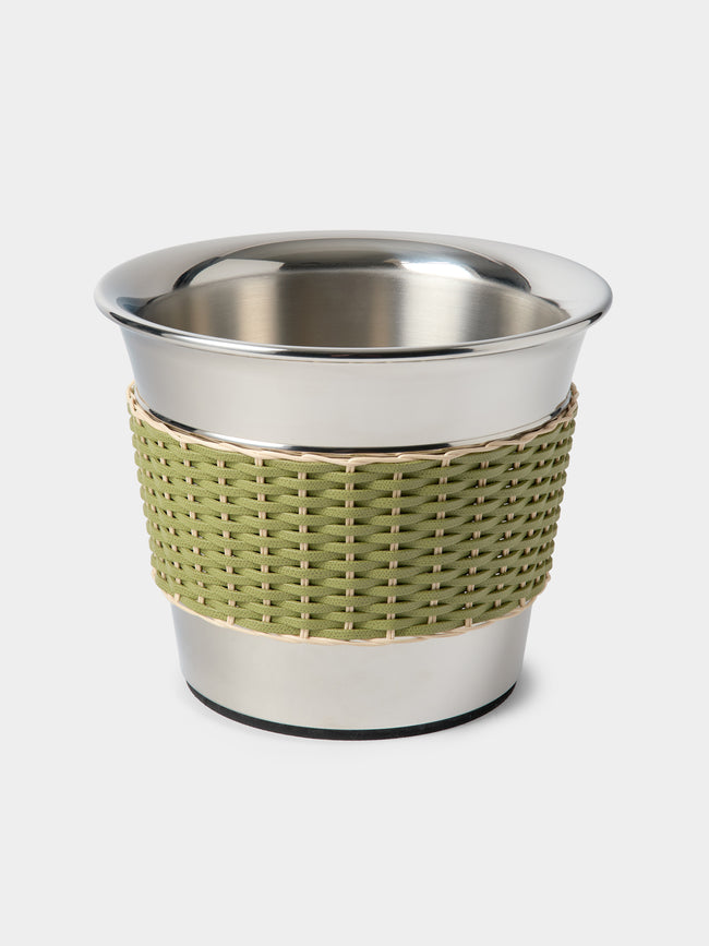 Pigment France - Menton Leather and Rattan 2/3-Bottle Champagne Bucket - Green - ABASK - 
