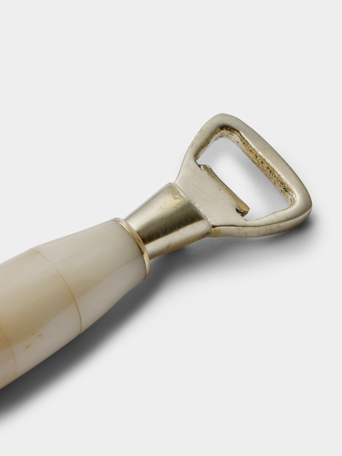 Poglia - Bone and Brass Bottle Opener - White - ABASK