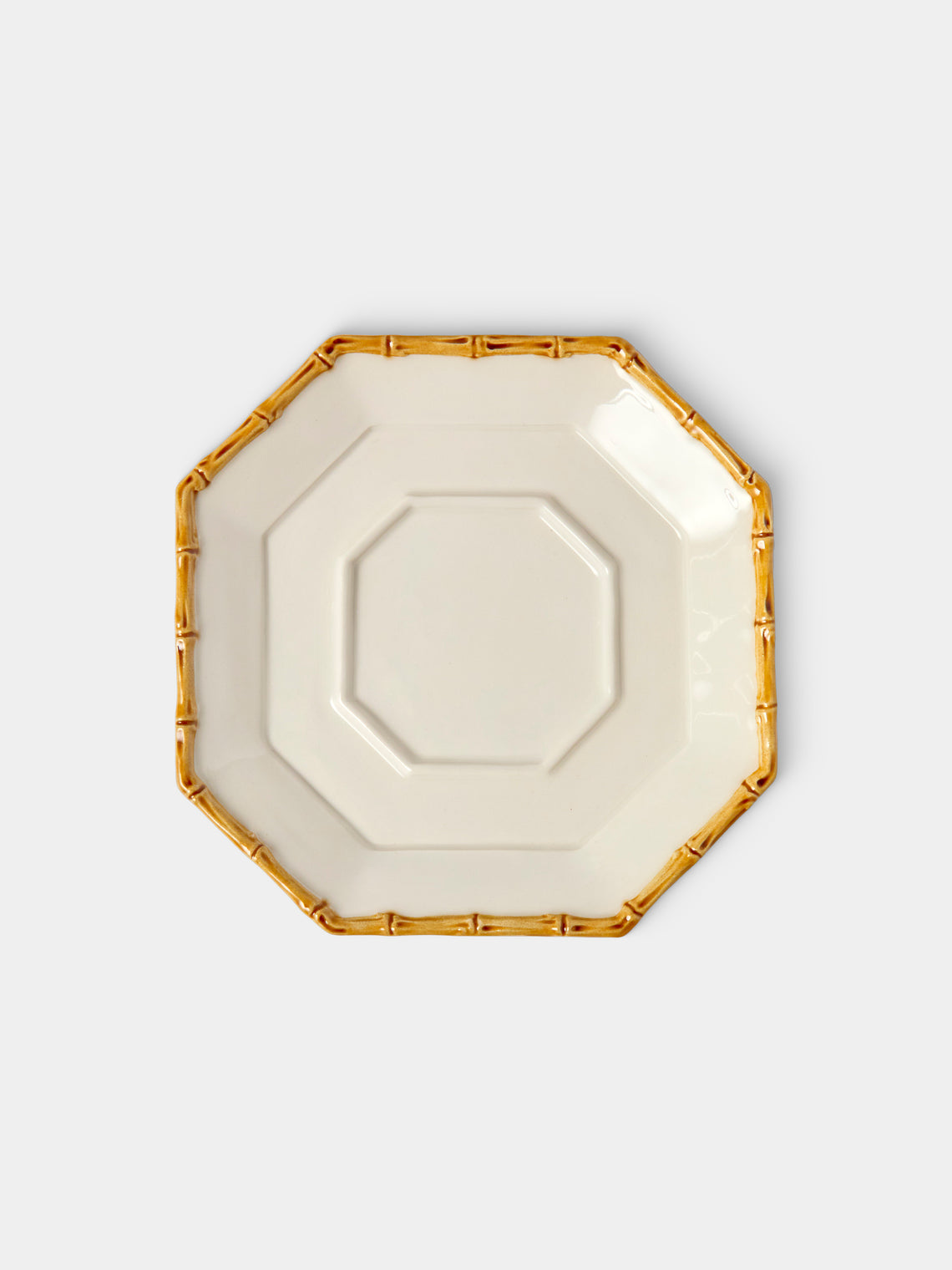 Verdolini - Bamboo Hand-Painted Ceramic Teacup and Saucer - White - ABASK