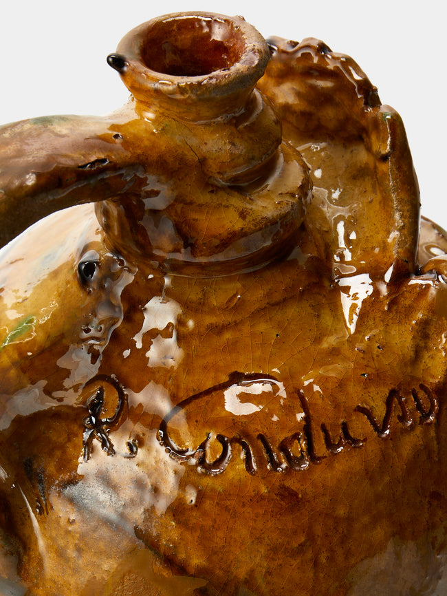 Antique and Vintage - 1990s Condurso Face Ceramic Vessel (13in/32.5cm) - Yellow - ABASK