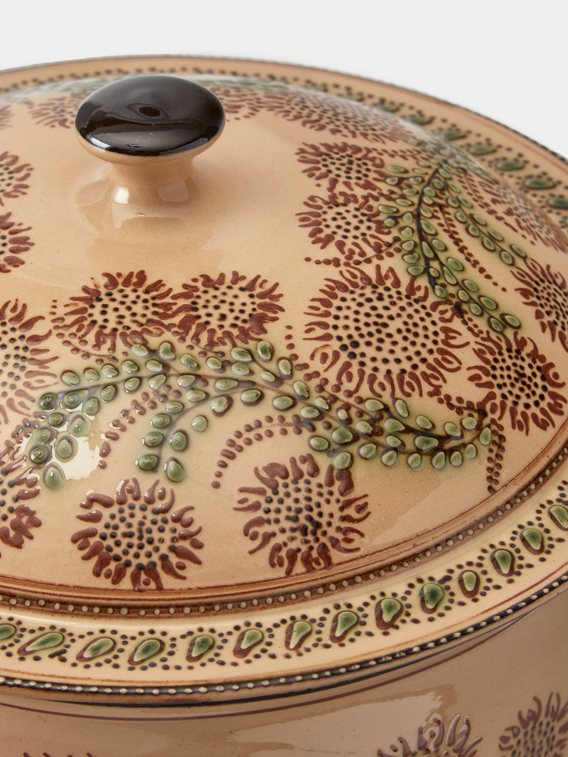 Poterie d’Évires - Flowers Hand-Painted Ceramic Extra Large Pot - Cream - ABASK