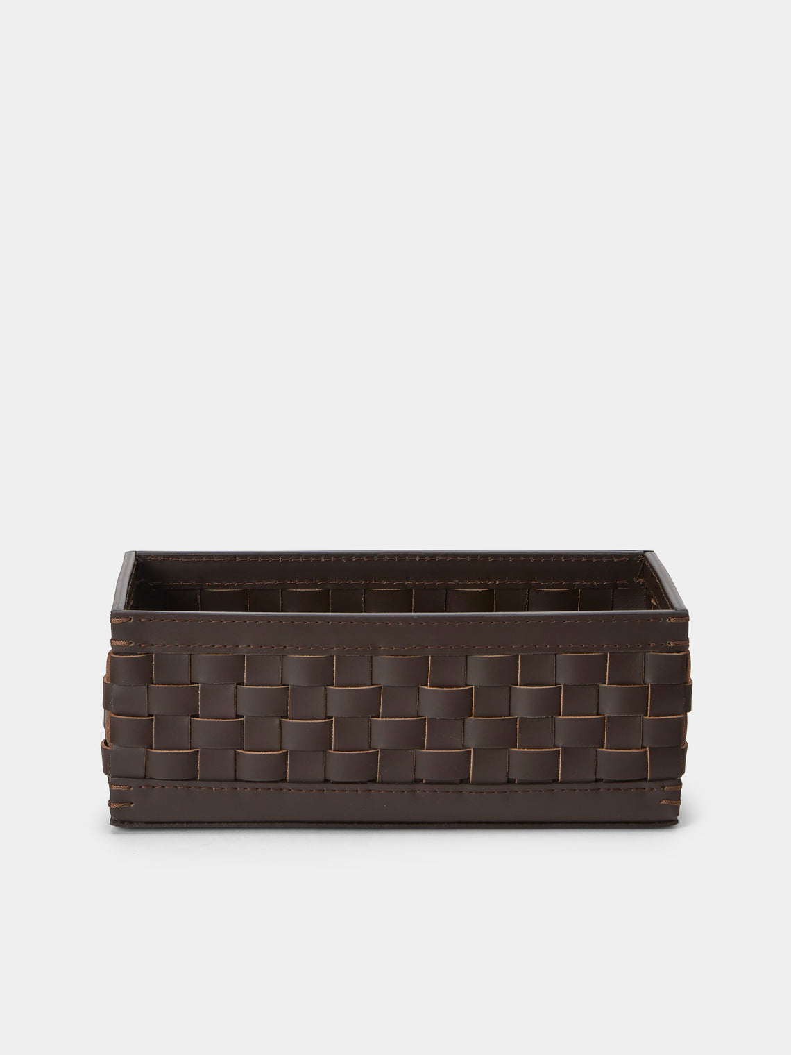 Riviere - Woven Leather Towel Tray (11.5in/29cm) - Dark brown - ABASK - 