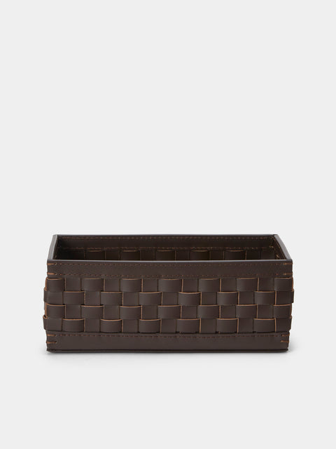 Riviere - Woven Leather Towel Tray (11.5in/29cm) - Dark brown - ABASK - 