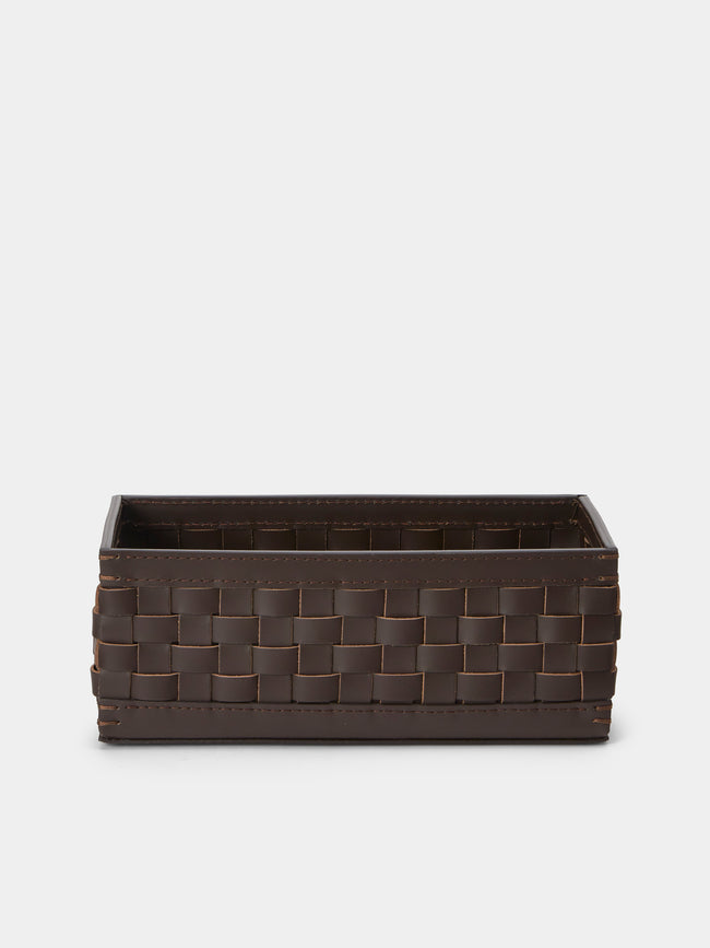 Riviere - Woven Leather Towel Tray (11.5in/29cm) - Dark brown - ABASK - 