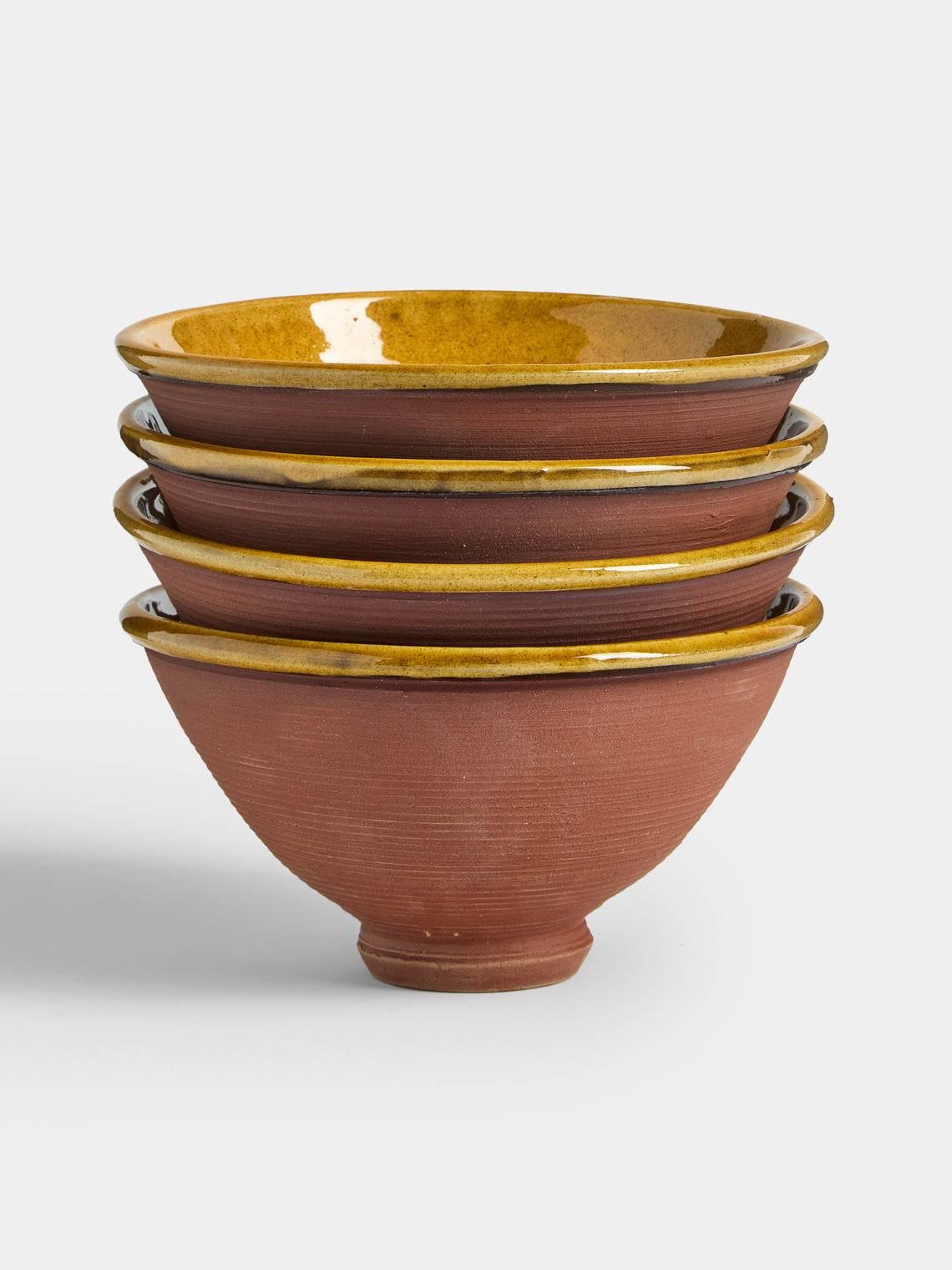 Neville Tatham - Slipware Ribbed Bowls (Set of 4) - Brown - ABASK - 