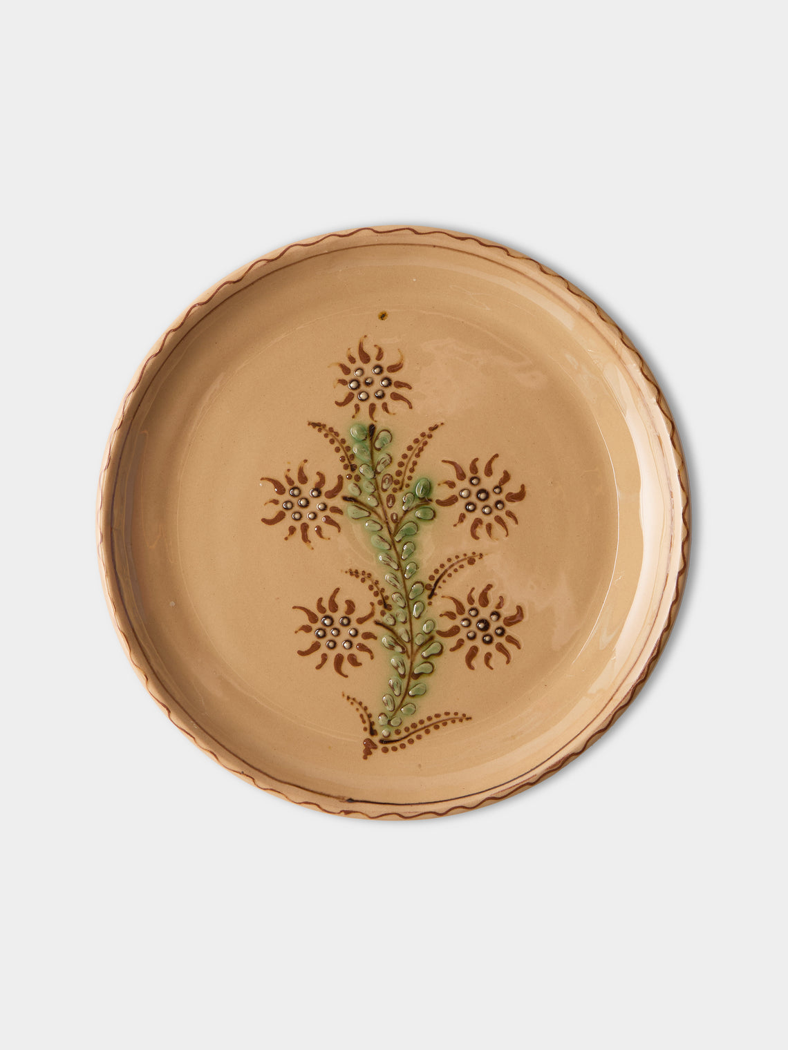 Poterie d’Évires - Flowers Hand-Painted Ceramic Large Lidded Butter Dish - Cream - ABASK