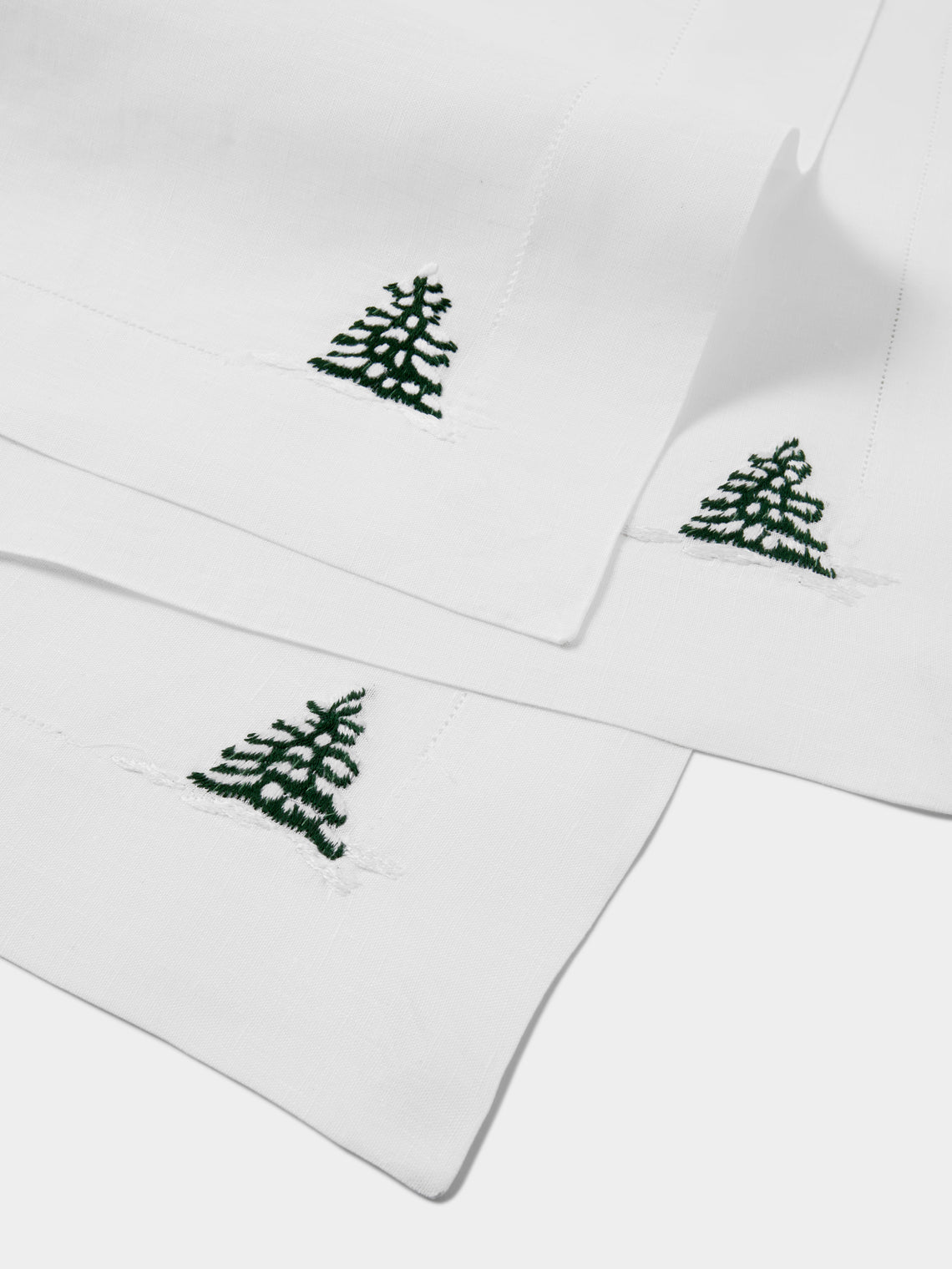 ERI Textiles - | Set of 4 | Winter Forest Hand-Embroidered Linen Placemats - Multiple - ABASK