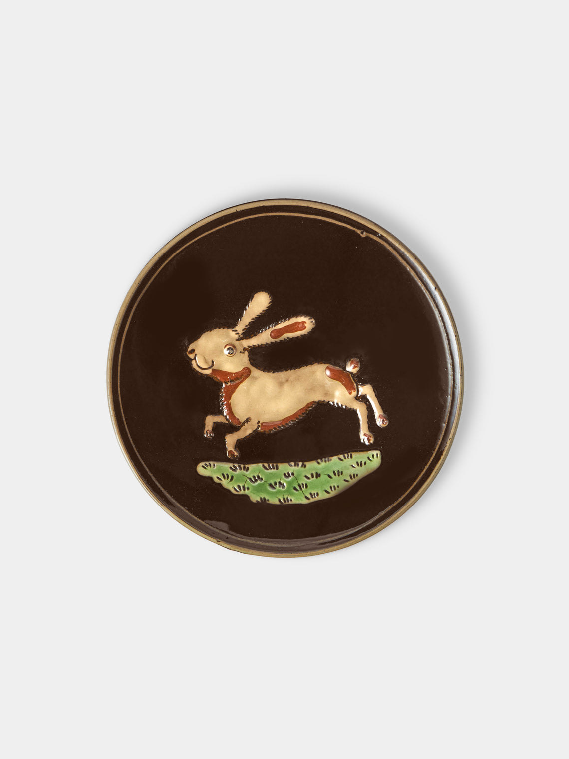 Poterie d’Évires - Animals Hand-Painted Ceramic Plates – 5.5in/14cm (Set of 4) - Dark Brown - ABASK