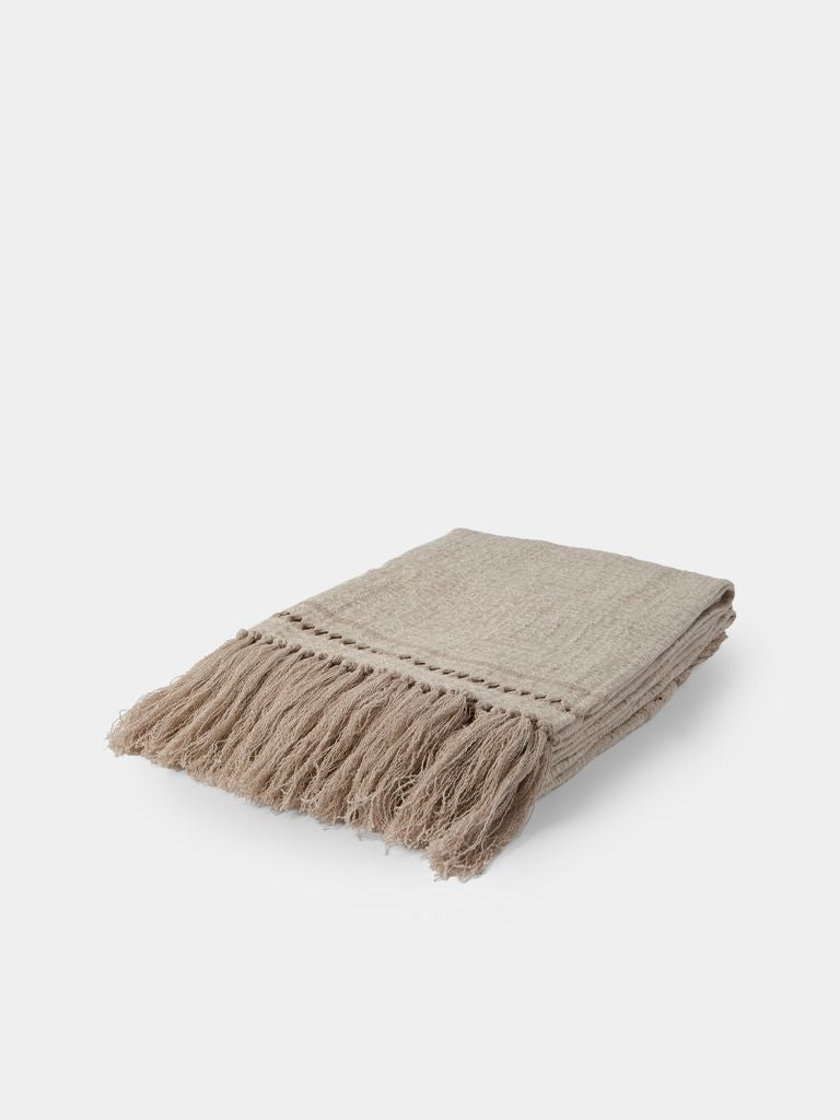 de Le Cuona - Petra Linen Blanket (90.5in/2.3m) - Beige - ABASK